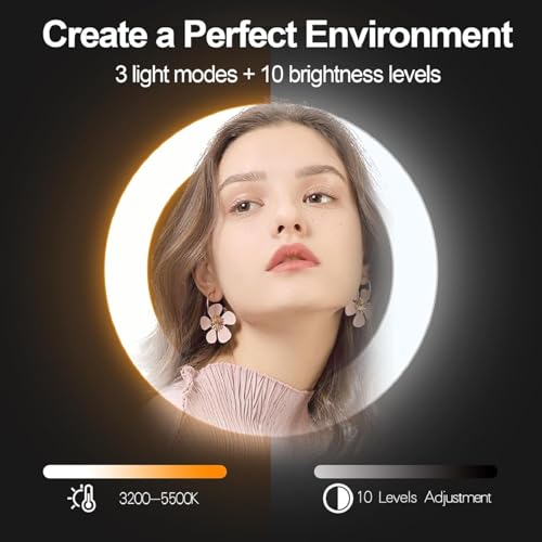 EMART 12" Ring Light with 55" Extendable Tripod Stands and Phone Holder, Dimmable LED Circle Round Light for Selfie Camera Photography/Makeup/YouTube Video/Vlogging/Live Streaming - size: 12inch