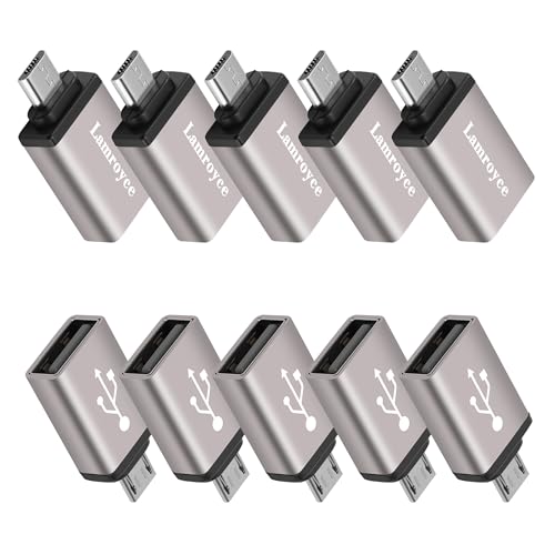 USB to Micro USB Adapter 10 Pack, Micro USB Male to USB 2.0 A Female OTG (On-The-Go) Converter Connector, Aluminum Alloy Shell, Compatible with Samsung Phone S7 S6, LG, Flash Drive, Mouse, Keyboard - style: 10 Pack