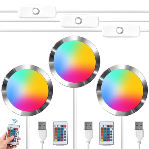 3PCS Remote Control RGB Light LED Lamp Kit 001,Power Failure Memory Function for Bambu Lab Multicolor Makerworld for Anycubic Makeronline 3D Printer Light DIY Hardware Model Parts USB - color: New 3 PCS RGB LED Light