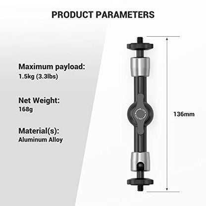 SmallRig 5.5 Inches Adjustable Friction Articulating Magic Arm, with Both 1/4" Screw for LCD Monitor/LED Lights - style: 1-Pack