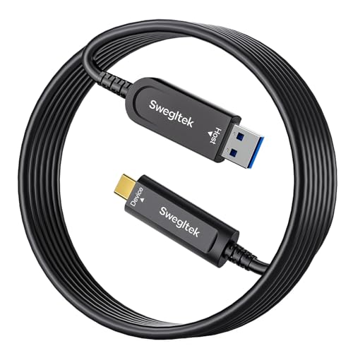 Fiber Optic USB C Cable(50ft),10Gbps High Speed Data Transfer Active Optical USB A to Type C Cable,Compatible with Cameras,Webcams,VR,AR for Collaborative meetings,Smart Classroom,Data Center - size: 50ft, style: Black