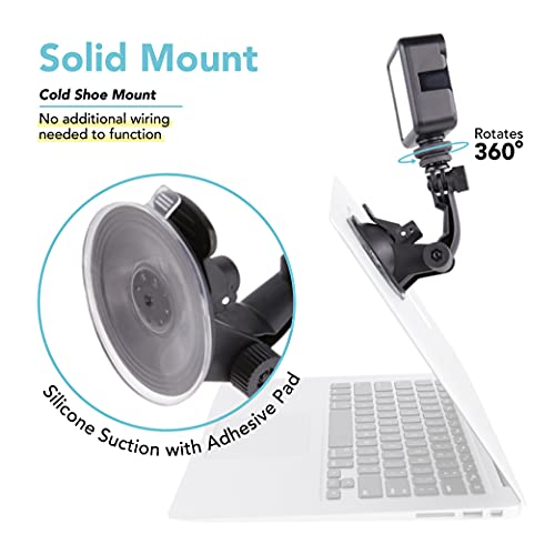 Foto&Tech Dimmable LED Laptop Lighting Kit, Rechargeable 2100mAH Light Panel with Diffuser and Strong Suction Cup, Video Camera Light for Web Conference Zoom Call Online Broadcast Live Streaming