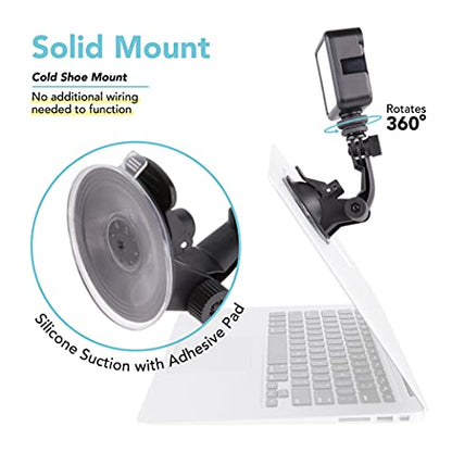 Foto&Tech Dimmable LED Laptop Lighting Kit, Rechargeable 2100mAH Light Panel with Diffuser and Strong Suction Cup, Video Camera Light for Web Conference Zoom Call Online Broadcast Live Streaming