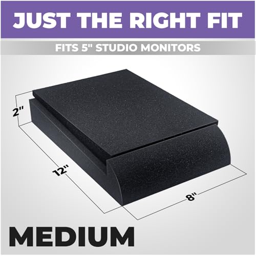 Liquid Stands Studio Monitor Sound Isolation Pads for Speakers 5" High-Density Speaker Foam Pads That Prevents Vibrations Angled Speaker Riser - Acoustic Speakers Isolation Pad for Floor, Desktop - size: Medium