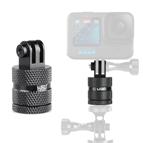 HSU Aluminum 1/4 inch 20 Camera Mount, 360 Degree Rotation Tripod Adapter Fits GoPro Hero, DJI Osmo Action Camera Insta360 Ace Pro AKASO Campark and Other Standard 1/4 Accessories