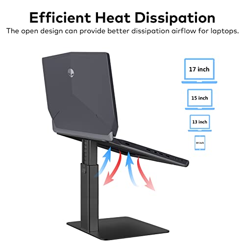 Laptop Stand for Desk, Ergonomic Aluminum Laptop Stand Adjustable Height from 7-15", Sitting and Standing Laptop Riser for 10-17" Notebook - color: Black
