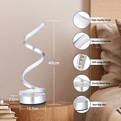 NUÜR Table Lamps for Living Room Set of 2, Silver Dimmable LED Lamp, Small Bedside Lamps, Nightstand Lamp for Bedroom Office Home Living Room - color: Silver 2 Pack
