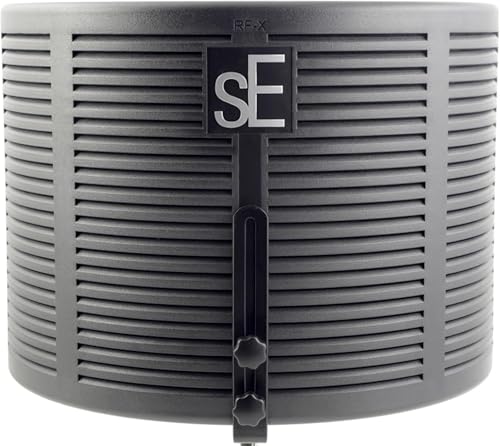 sE Electronics RF-X Reflexion Filter - Portable Microphone Isolation Shield for Recording Music, Podcasts & Voice-Overs - Four-Layer Acoustic Sound Shield for Home Recording Studio Equipment (Black) - color: Black
