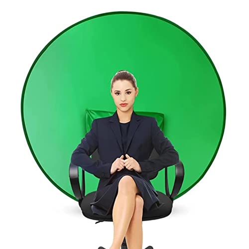 Folding Green Screen Chair Background, 142cm Round Green Screen Backdrop for Video Chats, Video Conference Game, Single Layer L Size
