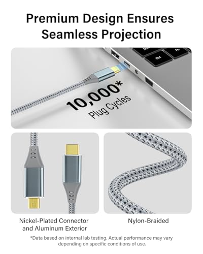 RUIZHI 4K Micro HDMI to USB-C Cable 10FT 4K 60Hz & 18Gbps - Nylon Braided Adapter with Aluminum Connectors for Micro HDMI Source to USB-C Display, MacBook/iPad Pro Mirroring (Office & Home Streaming) - size: 10FT