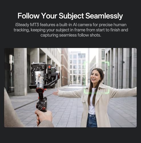 hohem iSteady MT3 Gimbal Stabilizer for Camera, 4 in 1 3-Axis Gimbal for Mirrorless/Compact Camera/Action Camera/Smartphone, OLED Display, Built-in AI Tracker with Fill Light,3.1ib MAX Payload
