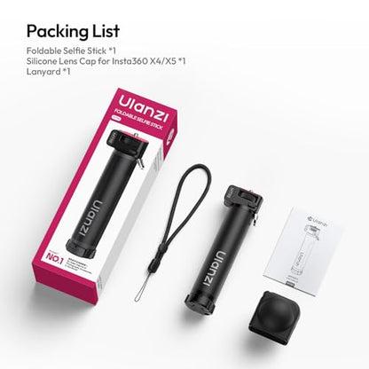 ULANZI MT98 2-in-1 Selfie Stick & Tripod for Action Camera, 1/4'' Mount & Adjustable 180°, 5 Section Extended to 57cm, Load Capacity ≤ 500g, Compatible for Insta360 X5/X4/X3/ONE X2/GO 3s/DJI Osmo 360