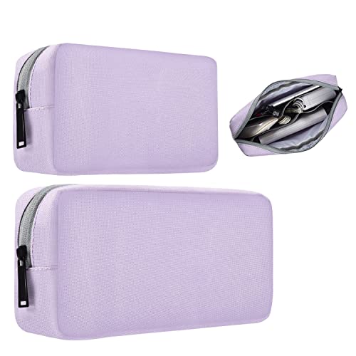 Universal Electronics Accessories Bag Pouch, 2-Pack Portable Soft Carrying Case Bag Wire Cable Organizer for Hard Drive, Power Adapter, Laptop Mouse, Cosmetics Kit, Cell Phone, Small+Big-Purple - color: Purple