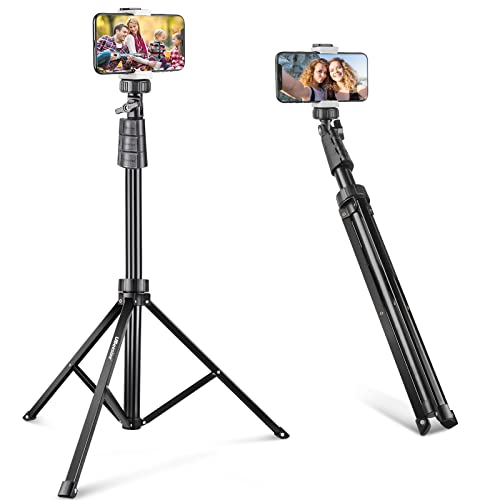 UBeesize 67'' Phone Tripod Stand & Selfie Stick Tripod, All in One Professional Tripod, Cellphone Tripod with Wireless Remote and Phone Holder, Compatible with All Phones/Cameras,Load capacity: 1.5 Kg - color: Black, size: 67-in
