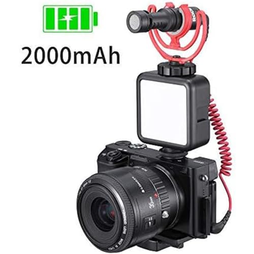 ULANZI VL49 2000mAh LED Video Light w 3 Cold Shoe, Rechargeable Soft Light Panel, Portable Photography Lighting for DJI OSMO Sony DSLR Canon Camera GoPro Vlogging - color: Black
