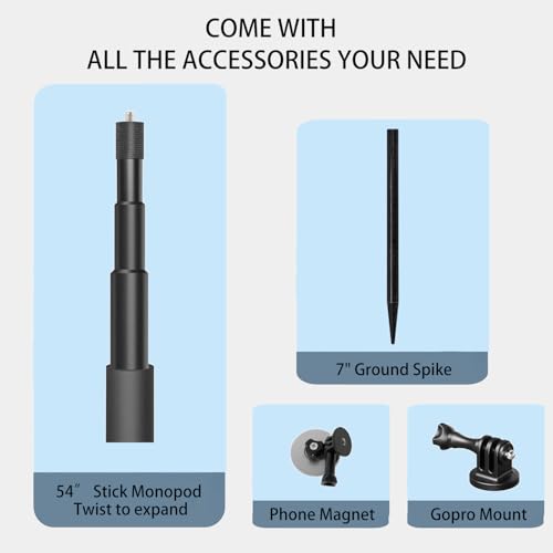 Golf Monopod Selfie Stick with Metal Ground Spike, Magnetic Phone Holder 52" Adjustable, Golf Swing Training Aid Compatible w/Magsafe iPhone, Golf Training Aid (Magnet) - color: Magnet