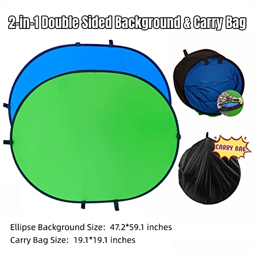Blue Green Screen Backdrop Double Sided Collapsible Greenscreen Backdrop with Carrying Bag,Portable Pop Up Green Screen Background for Streaming Webcam (Blue & Green, 47.2 * 59.1") - size: 47.2*59.1"(No stand)