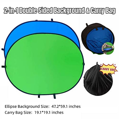 Blue Green Screen Backdrop Double Sided Collapsible Greenscreen Backdrop with Carrying Bag,Portable Pop Up Green Screen Background for Streaming Webcam (Blue & Green, 47.2 * 59.1") - size: 47.2*59.1"(No stand)