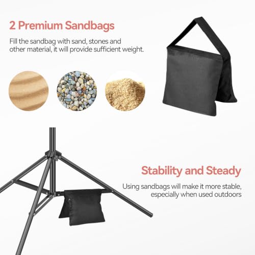 7 x 10 FT Photo Video Studio Backdrop Stand Kit, Photography Background Support System with 6.5 x 10FT Black, White Backdrop, Clamps, Sandbags and Carry Bag for Photoshoot, Portrait - color: Black, White