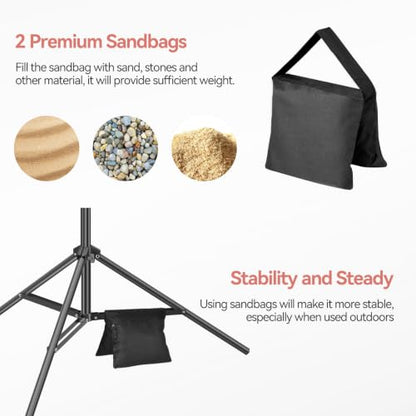7 x 10 FT Photo Video Studio Backdrop Stand Kit, Photography Background Support System with 6.5 x 10FT Black, White Backdrop, Clamps, Sandbags and Carry Bag for Photoshoot, Portrait - color: Black, White