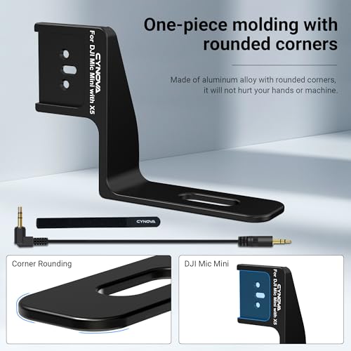 CYNOVA Mount for Insta360 X5 Accessories, Insta 360 X5 Cold Shoe Mount, Invisible Mic Bracket Designed Specifically for DJI Mic Mini（with 3.5mm Audio Cable and Fixed Velcro）