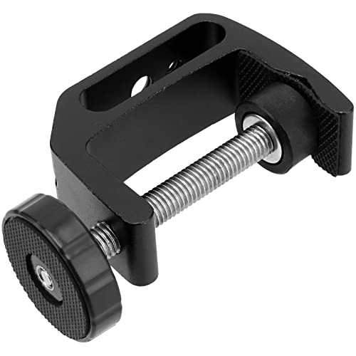 FUNSUEI 4 Pack Universal C Clamp, Desk C-Clamp with 1/4 and 3/8 Thread Hole, Heavy Duty Aluminum Alloy C Clamp Desktop Mount Holder for Monitor, Camera, Bench, Black