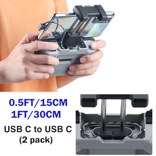 1FT+ 0.5FT(2 pack) USB C to USB C Remote Controller Cable for IPhone 17/16/16e/15 Pro Max, DJI Mavic 3/4 Pro/Air 2/2S, Mini 2/3/4/5 Pro,RC-N1,RC Pro to Tablet Cable 90 Degree Data OTG Cord Accessories - style: USB C to USB C