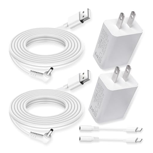 2 Pack Power Adapter Plug Charger for Ring Stick Up Cam Plug-in Camera & Ring Pan Tilt Stick Up, Spotlight Cam Pro/Plus Camera Charging Cord Cable 13.2ft White - style: 2 Pack