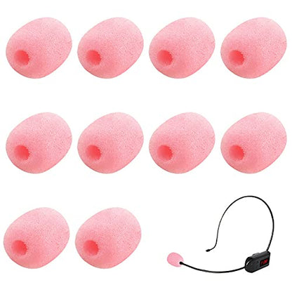 SUMAJU 10 Pack Lapel Headset Microphone Windscreen,Christmas Stocking Stuffers Microphone Sponge Foam Cover Mini Size Lavalier Microphone Windscreen for Variety of Headset Microphone, Pink - color: pink