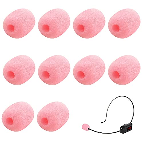 SUMAJU 10 Pack Lapel Headset Microphone Windscreen,Christmas Stocking Stuffers Microphone Sponge Foam Cover Mini Size Lavalier Microphone Windscreen for Variety of Headset Microphone, Pink - color: pink