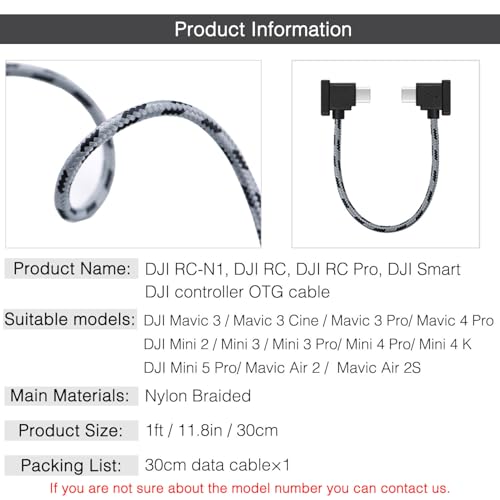 1FT USB C to USB C Remote Controller Cable for IPhone 17/16/15, DJI Mavic 3, Mini 2/3/Mini 4 Pro/5 Pro, Air 2S, Mavic Air 2, DJI RC-N1, RC Pro to Phone/Tablet Cable 90 Degree OTG Data Cord Accessories - style: USB C to USB C