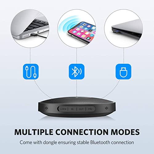EMEET Bluetooth Speakerphone M2 Black Conference Speaker for 5-8 People Business Conference 360º Voice Pickup 4 AI Microphone Self-Adaptive Conference Call Speaker Skype USB Speakerphone - style: M2-8 People