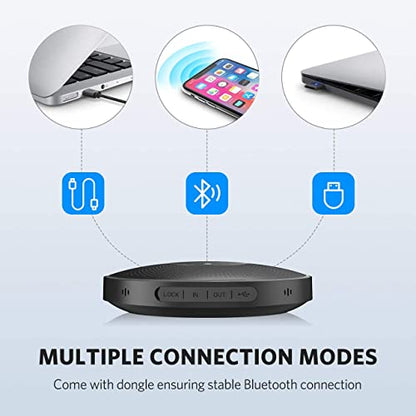 EMEET Bluetooth Speakerphone M2 Black Conference Speaker for 5-8 People Business Conference 360º Voice Pickup 4 AI Microphone Self-Adaptive Conference Call Speaker Skype USB Speakerphone - style: M2-8 People
