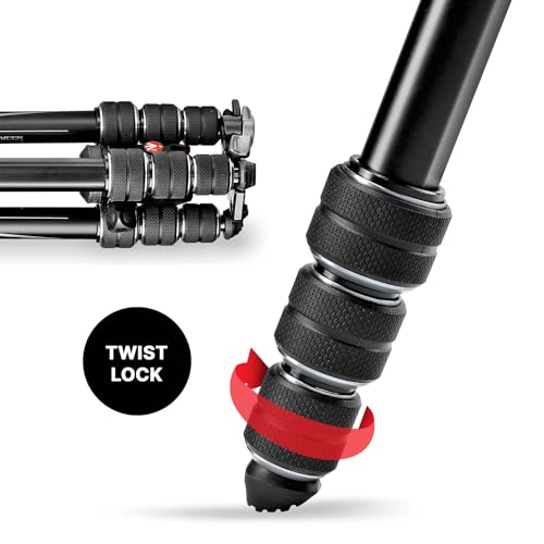 Manfrotto Befree Advanced Camera Tripod Kit with Twist Closure, Travel Tripod Kit with Ball Head, Portable and Compact, Camera Tripod in Aluminum for DSLR, Reflex, Mirrorless, Camera Accessories - style: Twist Lock - Black