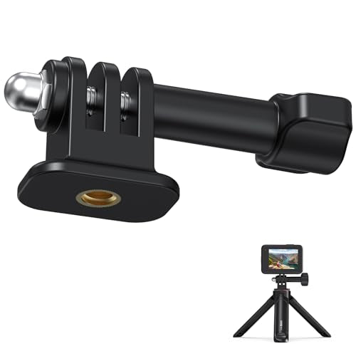 VRIG Tripod Mount Adapter 1/4" Screw for Go pro Hero 13/12/11/10/9/8/7/6,DJI Osmo Action5Pro/4/3, AKASO, Insta360 X5/X4/Ace Pro and Other Action Cameras on Standard 1/4"-20 Tripod Selfie Stick Monopod
