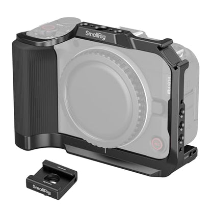 SmallRig R50 V Camera Cage for Canon R50V, Built-in Ergonomic Silicone Grip, QR Plate for Arca, 1/4"-20 Threaded Hole, 3/8"-16 Holes for ARRI, Cold Shoe, QD Sockets, Vertical Shooting(Black)-5427 - color: Black
