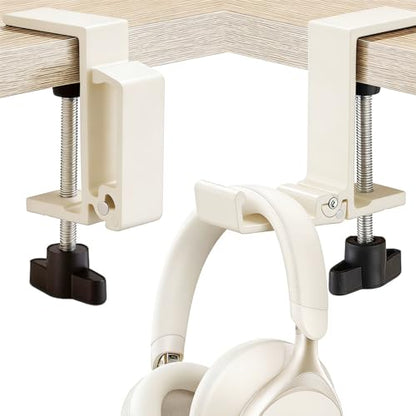Aluminum Alloy Foldable Headphone Stand for Desk , Headphone Holder - Headset Stand Hook Mount, PC Gaming Headset Holder Under Desk Clamp for Office, Computer, Student Class Table, Handmade Table - color: Milky White