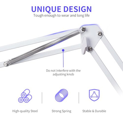 FEELWORLD AMS1 Microphone Boom Arm, Adjustable Mic Arm Stand with 3/8” to 5/8” Screw, Compatible with PM1 and other Mics for Podcast Straming Gaming Studio (White) - color: White
