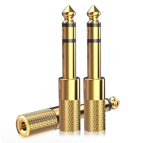 3-Pack 6.35mm Male to 3.5mm Female (1/4 in to 1/8 in) Stereo Headphone Adapter, Audios Jack Adapter, Thickened Gold Plated Hi-Fi for Auxiliary Cables, Amplifiers, Guitars, Digital Pianos.