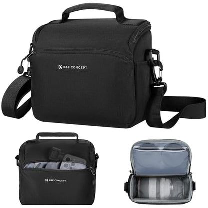 K&F CONCEPT Camera Sling Bag Small Crossbody Camera Case DSLR/SLR/Cute Compact Shoulder Photography Bags for Photographers - color: 01-Black