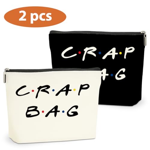2 PCS Friend Gifts Makeup Bag, Best Friend Birthday Gifts, Funny Friends Theme Cosmetic Bags, Sister Christmas Graduation Friendship Gift for Women Men Best Friends Mom, Black White Travel Organizer - color: Multicolor 0082