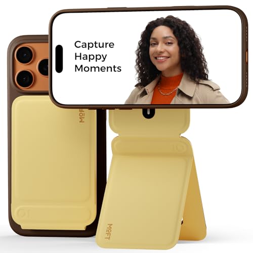 MOFT Phone Tripod Stand Selfie Stick for iPhone, Multi-Angles iPhone Stand, Lightweight & Portable Phone Holder, Strong Magnets, MOVAS Vegan Leather, Travel Essentials, Panna Cotta (Without Card Slot) - color: Panna Cotta x Without Card Slot, size: Withou