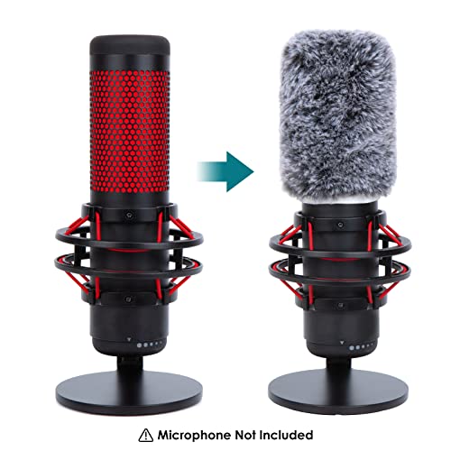 YOUSHARES QuadCast Microphone Windscreen, Furry Wind Cover Microphone Wind Shield Compatible with HyperX QuadCast Mic and HyperX QuadCast S microfono for Filter Ambient and Breathing Winds