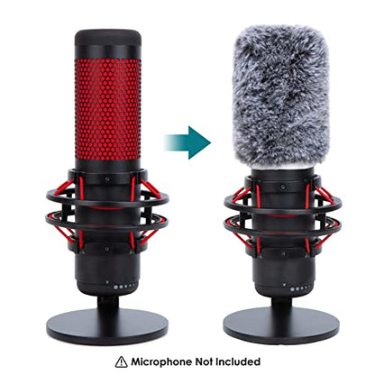 YOUSHARES QuadCast Microphone Windscreen, Furry Wind Cover Microphone Wind Shield Compatible with HyperX QuadCast Mic and HyperX QuadCast S microfono for Filter Ambient and Breathing Winds