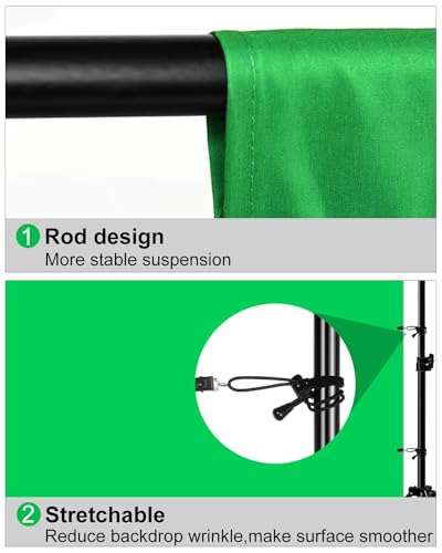 Green Screen Background for Photography, PULUZ Green Screen Sheet 3.3ft×6.6ft Background Kit Cloth Fabric Curtain with 4 Clamps Backdrop for Video Recording, Photoshoot and YouTube