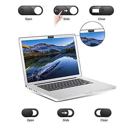 ZUCUCUC Webcam Cover Slide, 14 Pack Webcam Cover, Ultra-Thin Camera Cover for Laptop, Desktop, PC, MacBook, iPad, Tablet, iPhone, Cell Phone, Laptop Camera Cover Slide to Protect Your Privacy(Black) - color: Black (Small 8 Pcs+Large 6 Pcs)