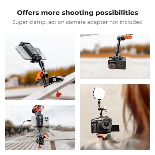 K&F CONCEPT 6" Magic Arm 1/4" Screw 360°Ballhead Articulating Mini Arm Mount for Monitor, LED Light, Webcam - size: 6 Inch