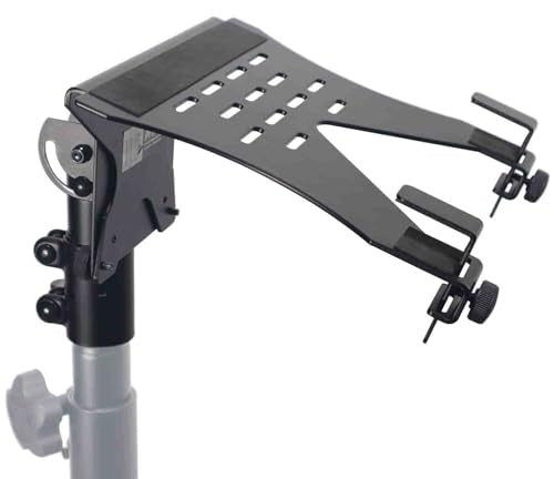 ProX X-LTF01BL Universal Laptop Tray + VESA Monitor Mounting Bracket fits on Speaker Stand 1-3/8" Pole Black