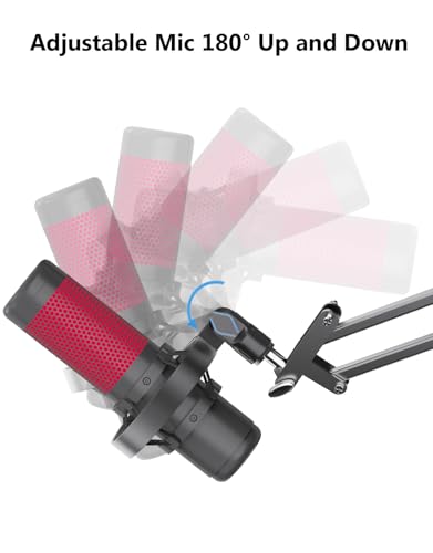 [2026 Upgrade] Microphone Shock Mount for HyperX QuadCast with 3/8" or 1/4" Screw Adapter, Works with HyperX QuadCast Microphone Stand & Boom Arm Durable Replacement Accessory for Mic - size: HyperX QuadCast Shock Mount