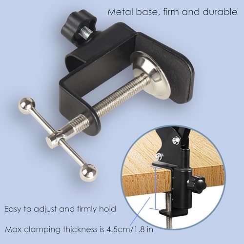 Boom Arm Microphone Mic Stand, Flexible Long Arm Clamp Clip Stand with Mount Clamp, Mic Holder with 3/8'' 5/8'' Thread Cable Ties Metal Base, for Podcast, Rotatable Foldable Adjustable - BLACK